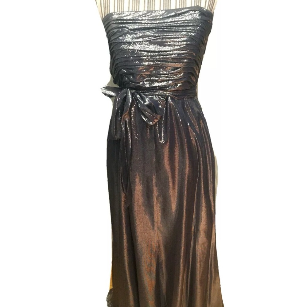 David Meister Dress Size 8 Metalic Tie Bow Side zipper mother of the bride gown